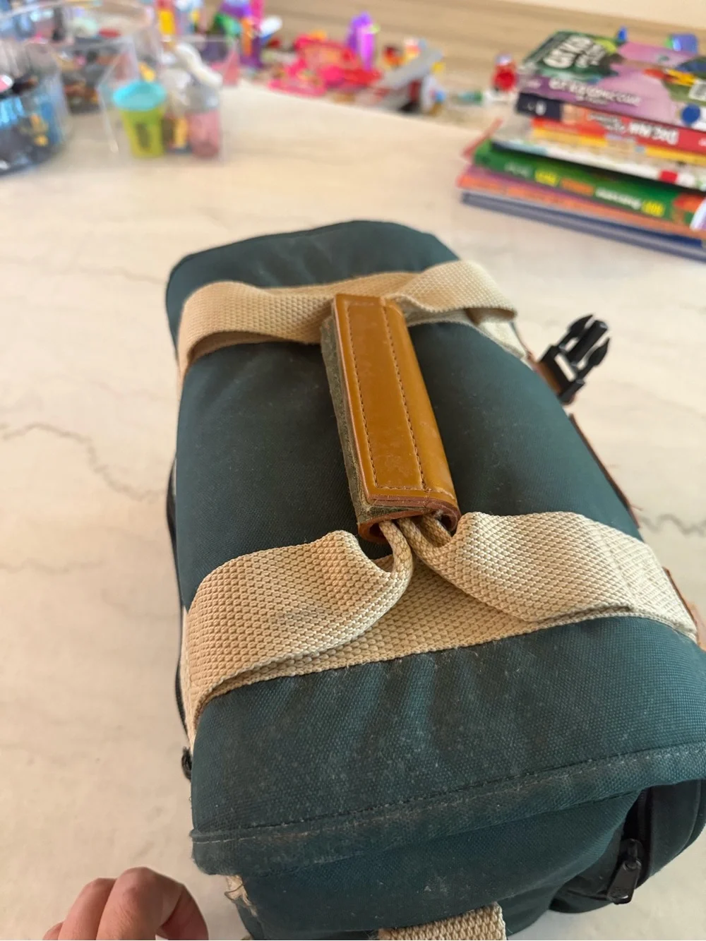 Canon Dark Green Canvas Messenger Bag with Tan Accents